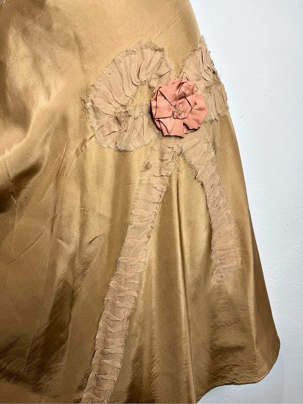 Tara Jarmon 100% Silk Asymmetric Midi Skirt Rosette Ribbon M Whimsygoth Romantic - Picture 3 of 16